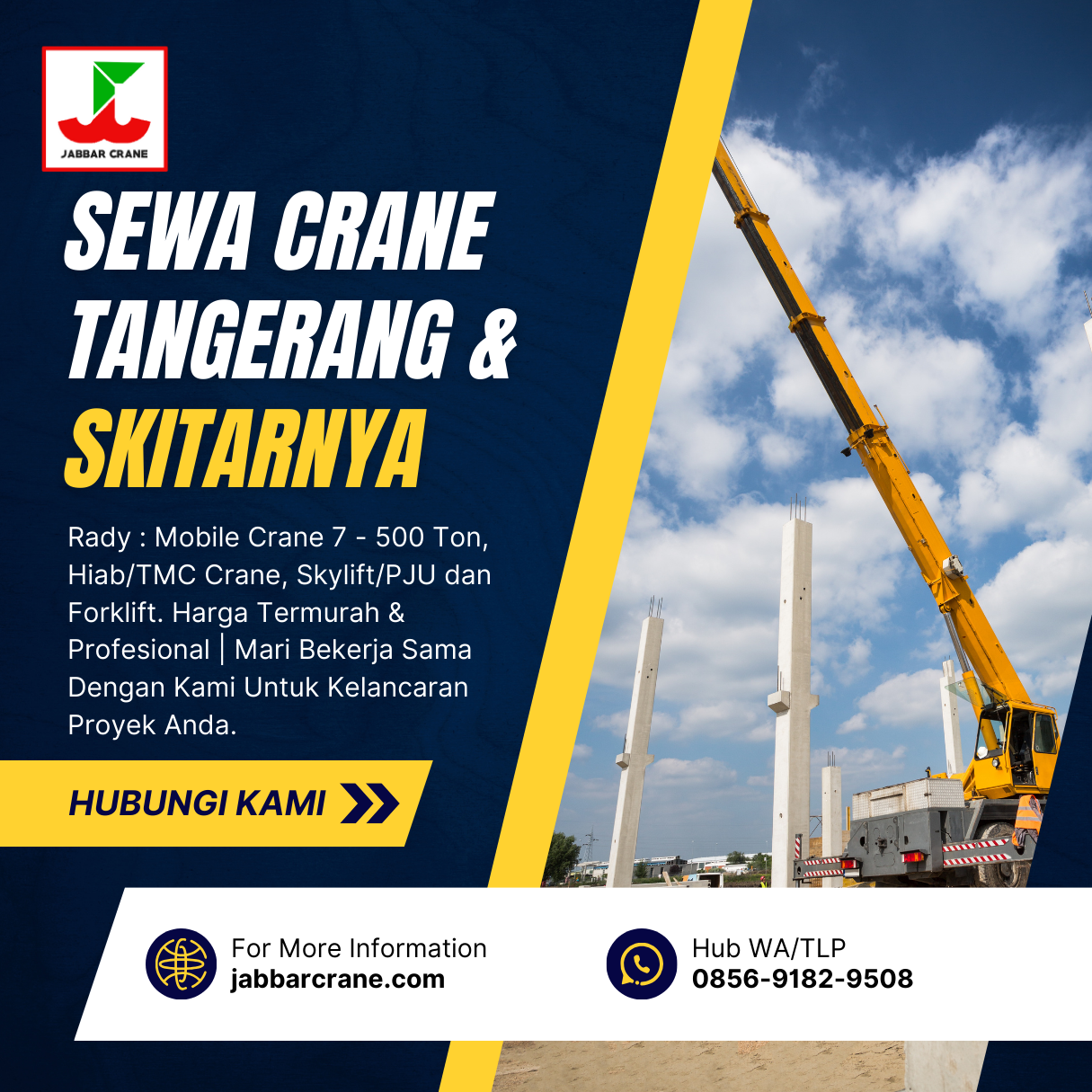 sewa crane, rental crane, sewa mobile crane, rental mobile crane, sewa crane tangerang, rental crane tangerang, sewa hiab crane tangerang, sewa TMC tangerang, sewa skylift tangerang, sewa forklift tangerang